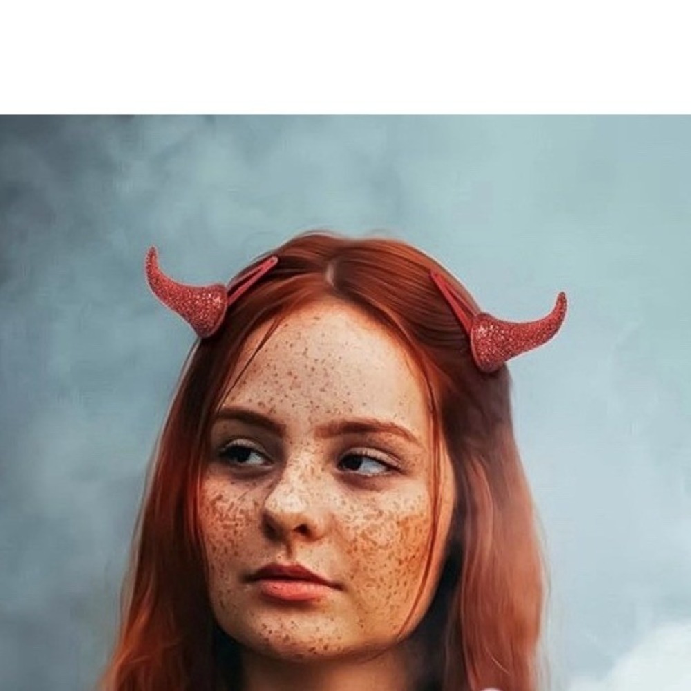 Papillon Red Devil Horn Hair Clips Halloween Glitter Demon Horns 2pc Set NEW